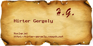 Hirter Gergely névjegykártya
